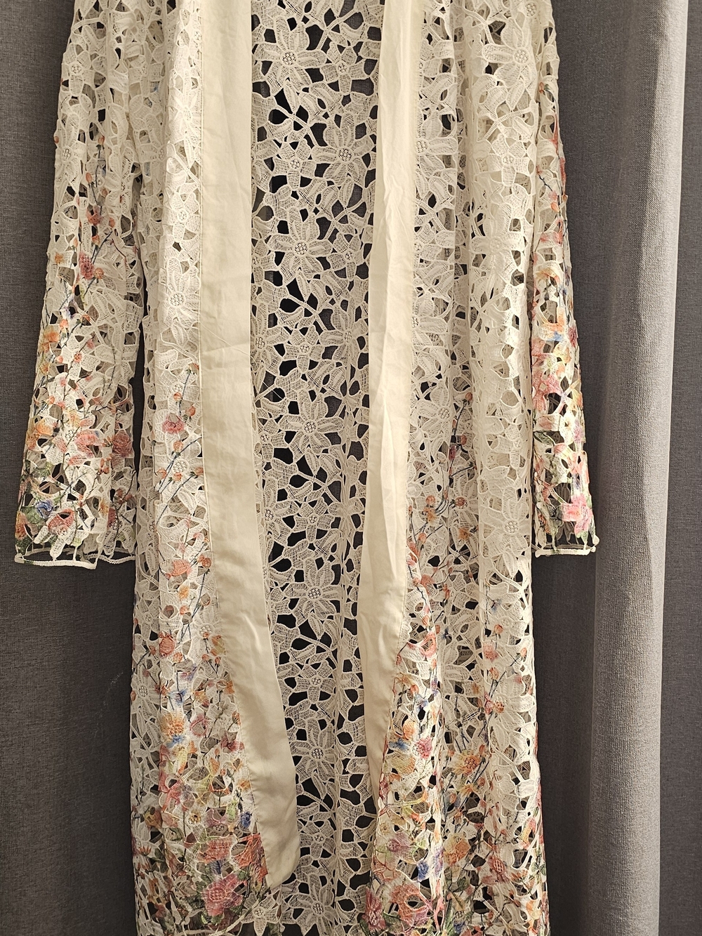 Women Floral Lace Long Cardigan Duster Cover Up